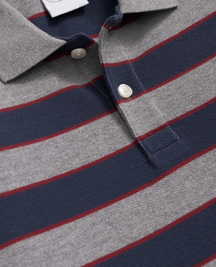 Boys Long Sleeve Striped Polo Shirt, image 2