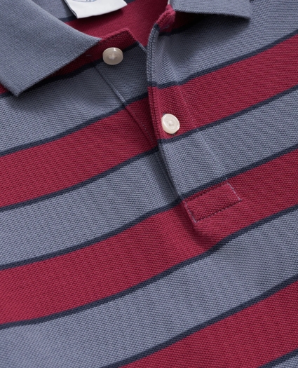 Boys Long Sleeve Striped Polo Shirt, image 2