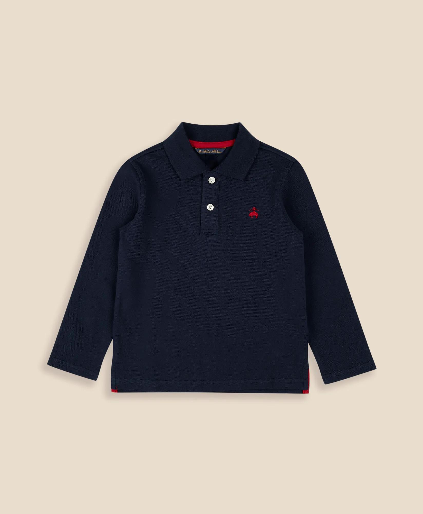 Boys Cotton-Blend Pique Polo Shirt, image 1