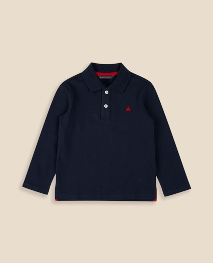Boys Cotton-Blend Pique Polo Shirt, image 1