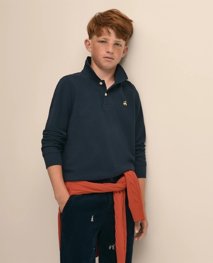 Boys Cotton Long-Sleeve Pique Polo