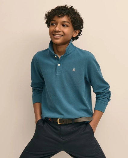 Boys Cotton Long-Sleeve Pique Polo, image 1