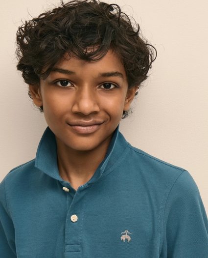 Boys Cotton Long-Sleeve Pique Polo, image 2