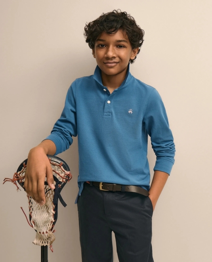 Boys Cotton Long-Sleeve Pique Polo, image 5