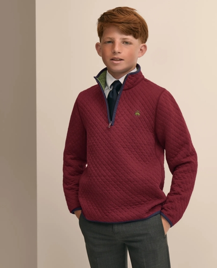 Boys Cotton Blend Quilted Quarter-Zip, image 1