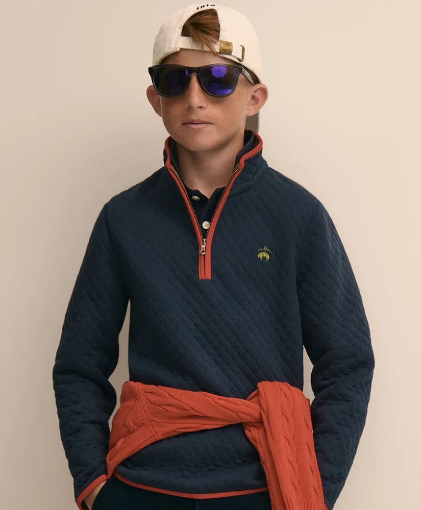 Boys Cotton Blend Quilted Quarter-Zip, image 5