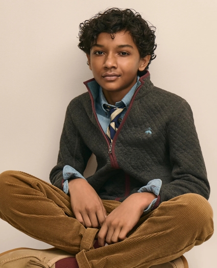 Boys Cotton Blend Quilted Full-Zip, image 1