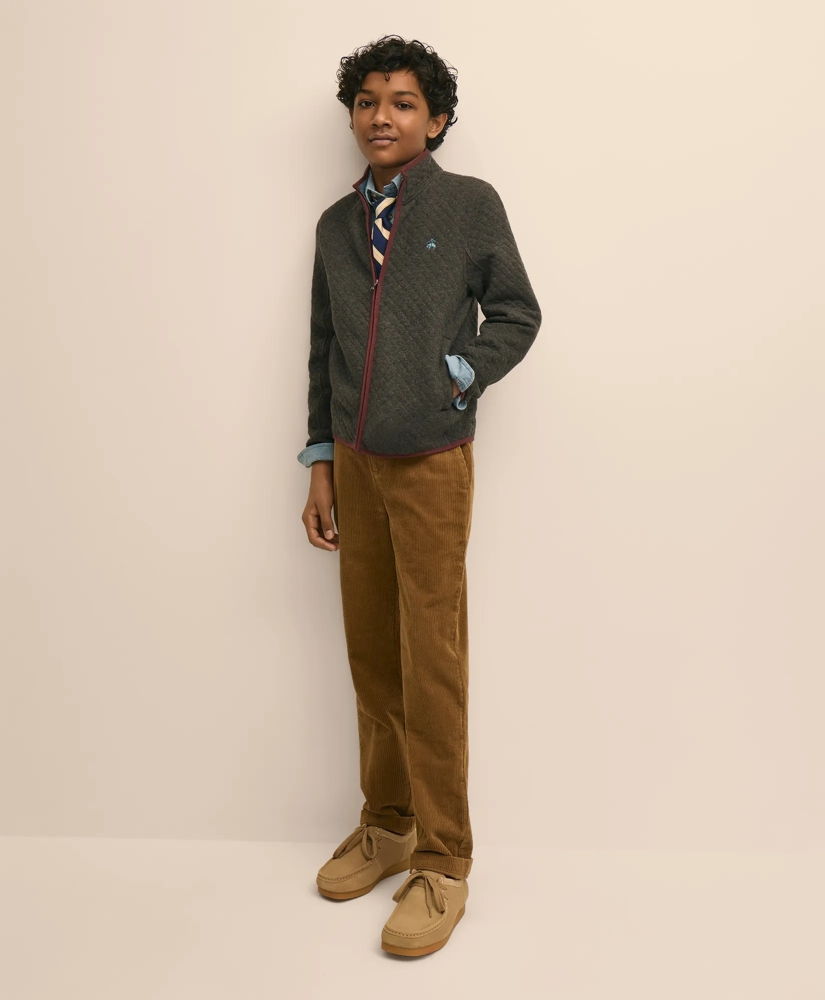 Boys Cotton Blend Quilted Full-Zip, image 2