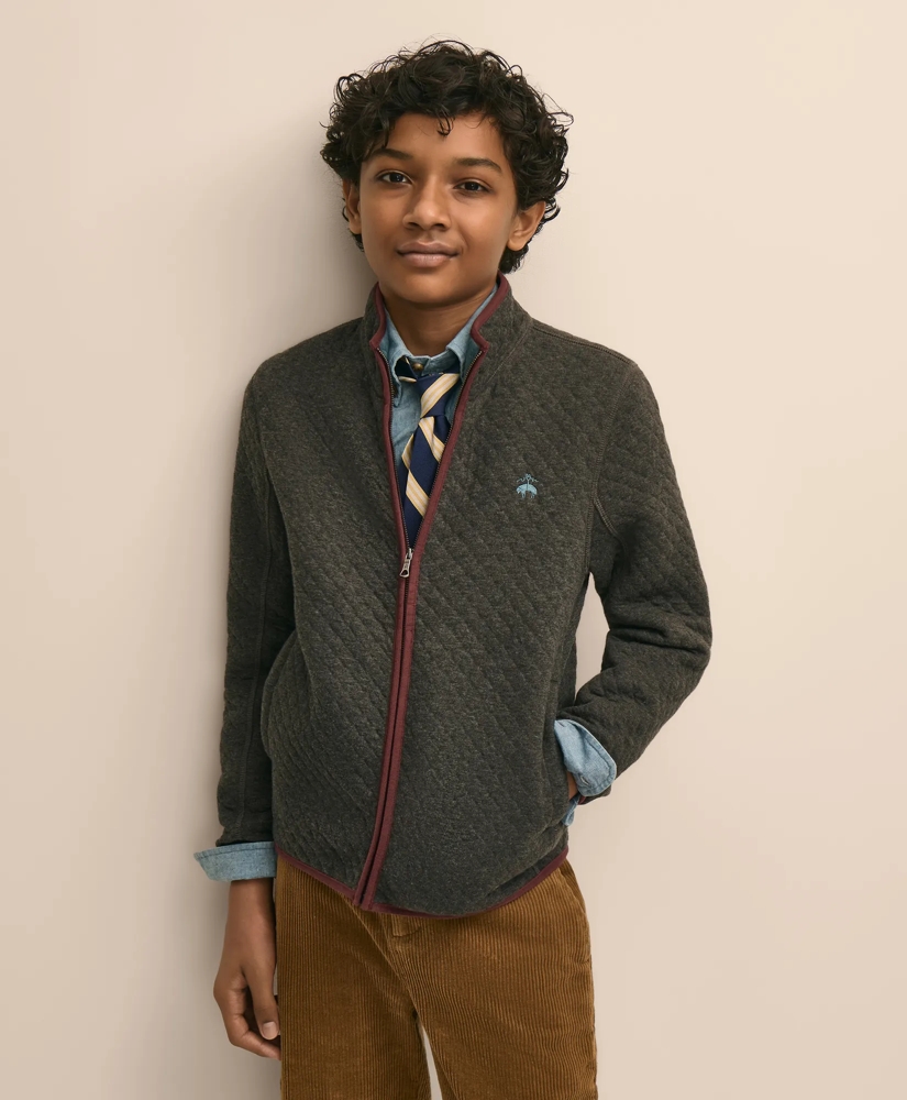 Boys Cotton Blend Quilted Full-Zip, image 3