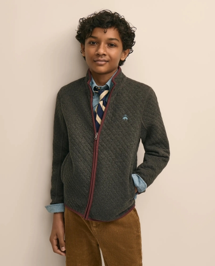Boys Cotton Blend Quilted Full-Zip, image 3