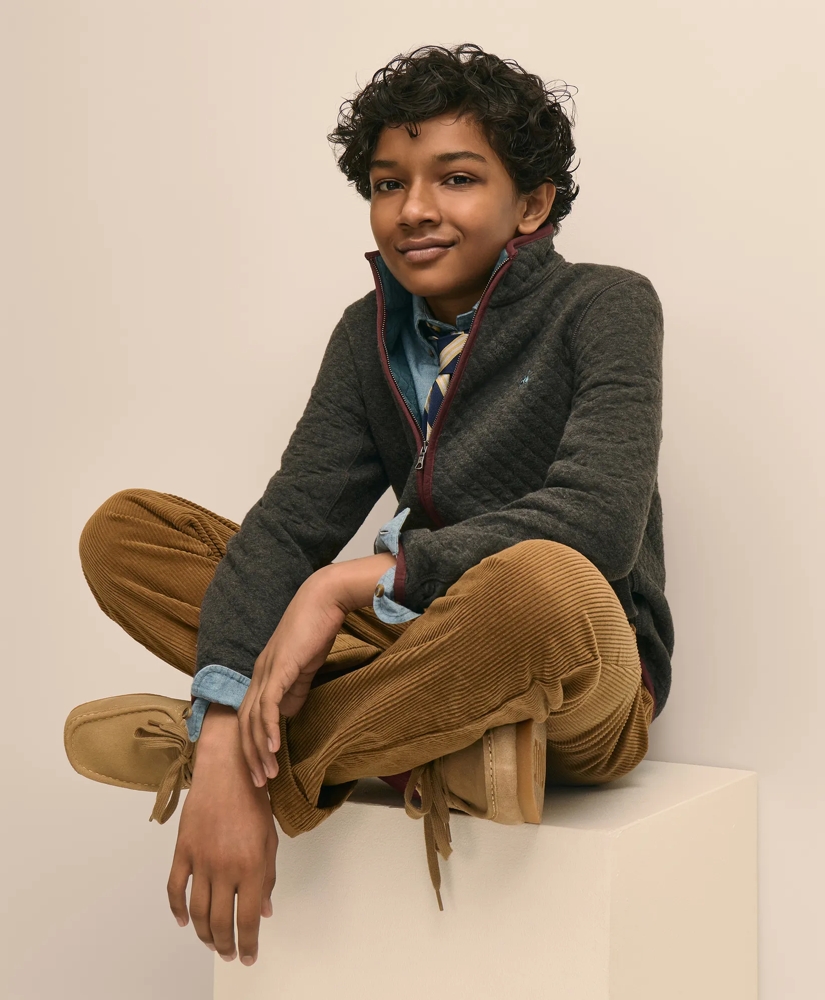 Boys Cotton Blend Quilted Full-Zip, image 4