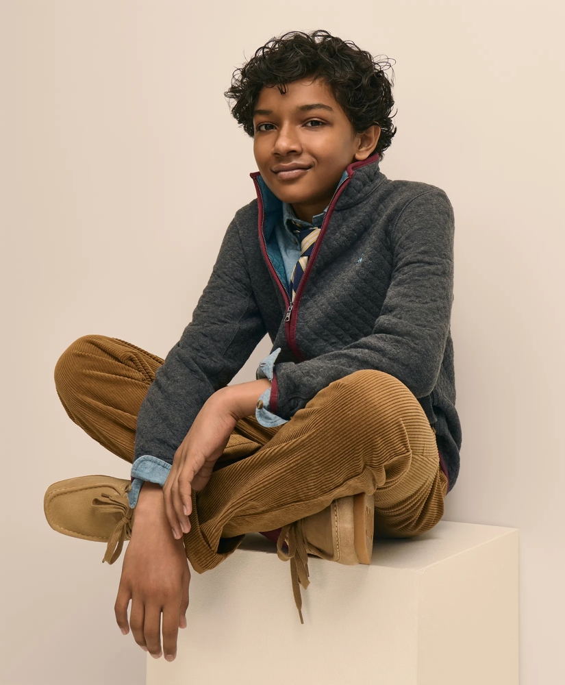 Boys Cotton Blend Quilted Full-Zip, image 6