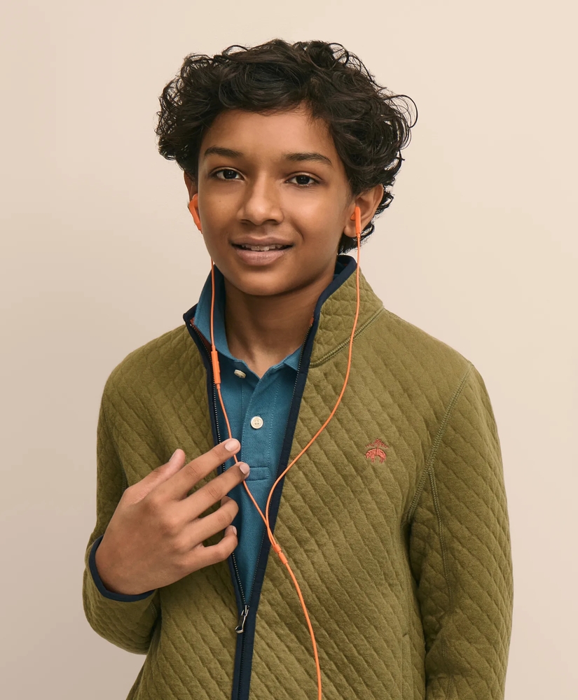 Boys Cotton Blend Quilted Full-Zip, image 2