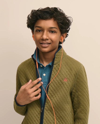Boys Cotton Blend Quilted Full-Zip, image 2