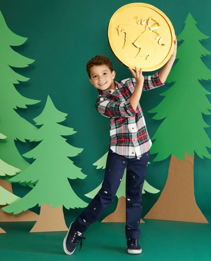 Boys Cotton-Blend Embroidered Pants, image 4