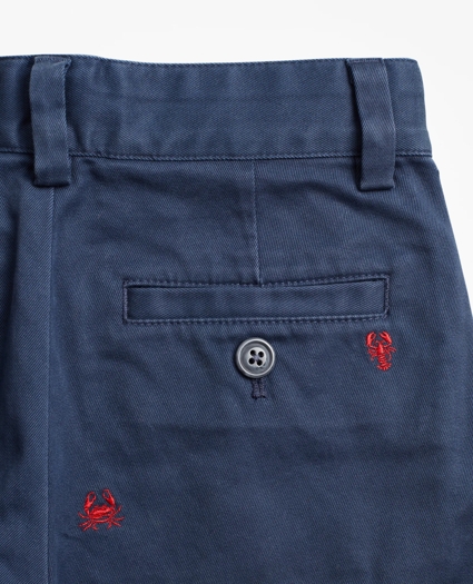 Boys Washed Cotton Embroidered Stretch Chinos, image 3