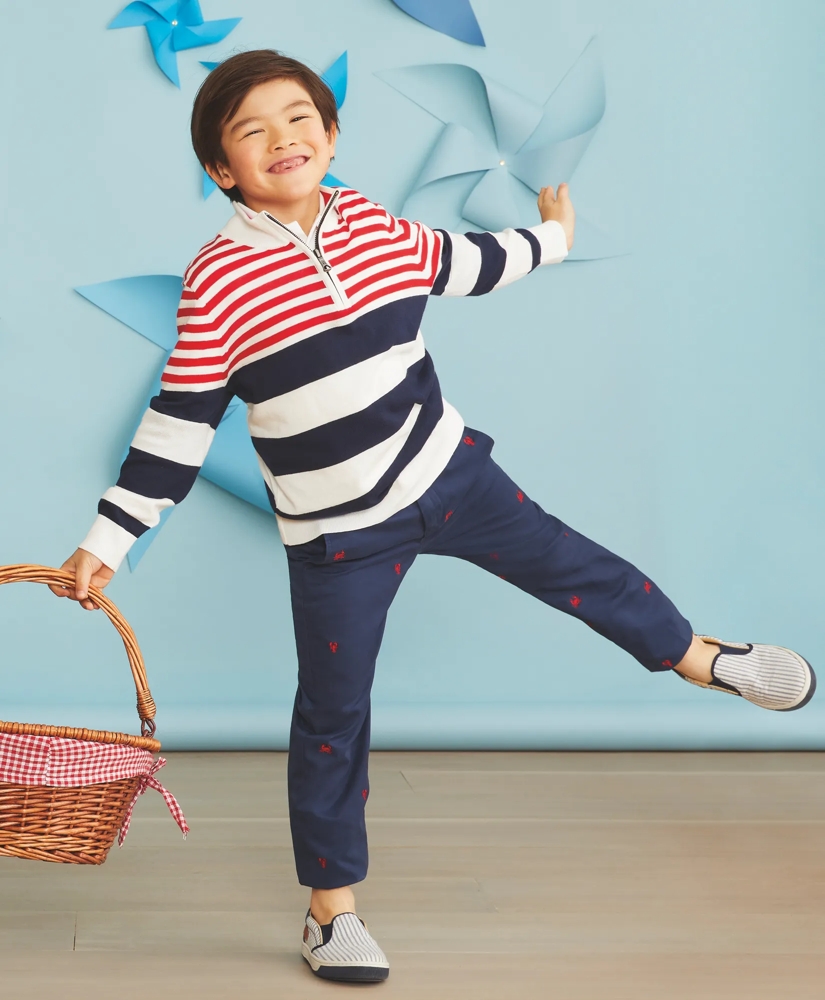 Boys Washed Cotton Embroidered Stretch Chinos, image 4