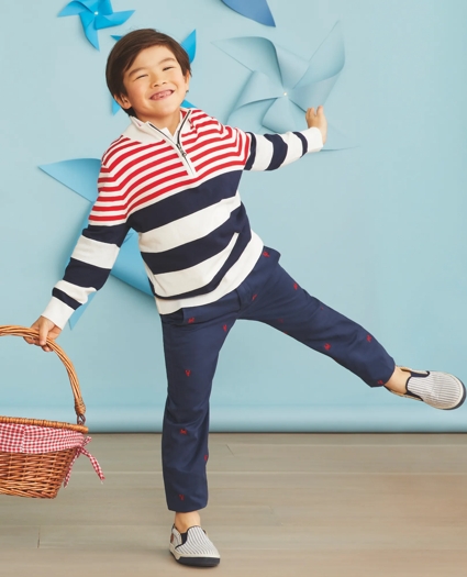 Boys Washed Cotton Embroidered Stretch Chinos, image 4