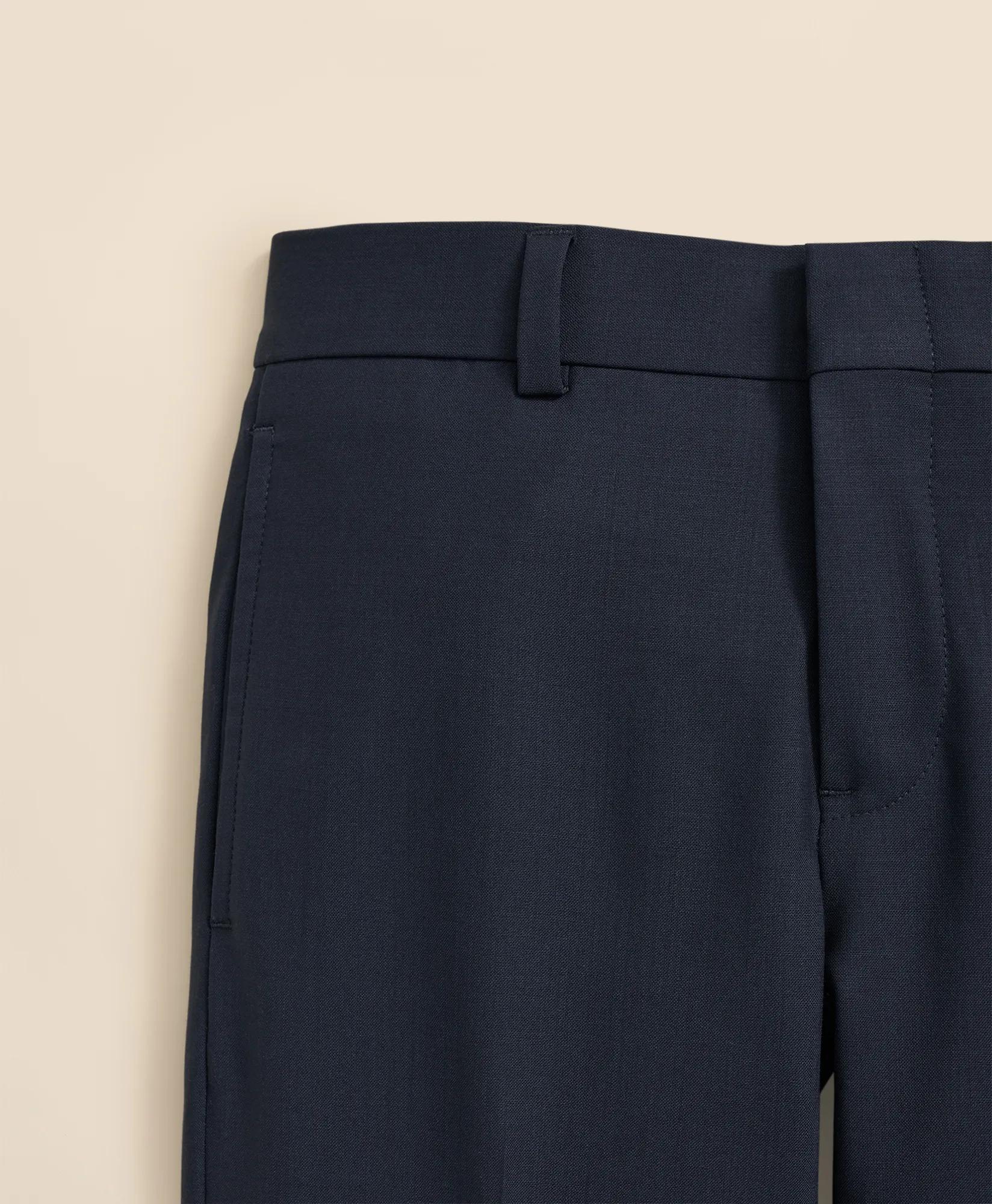 Junior Plain-Front Wool Suit Pants