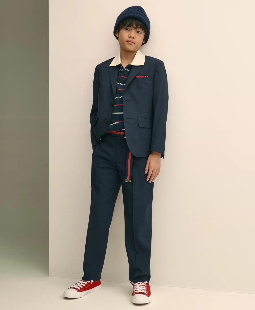 Boys Junior Plain-Front Wool Suit Pants, image 4