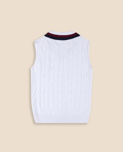 Boys Classic Cable Knit Tennis Vest, image 2