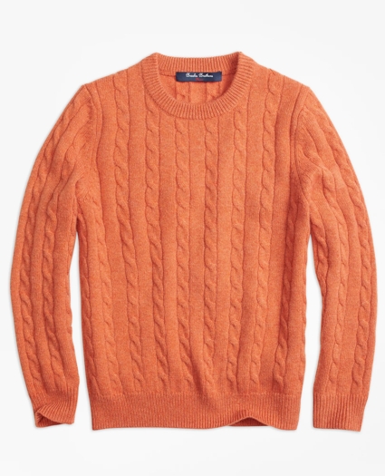 Boys Cashmere Cable Crewneck Sweater