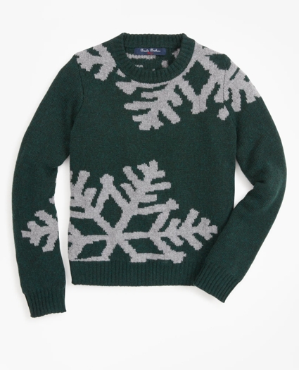Boys Wool-Blend Oversized Snowflake Crewneck Sweater, image 1