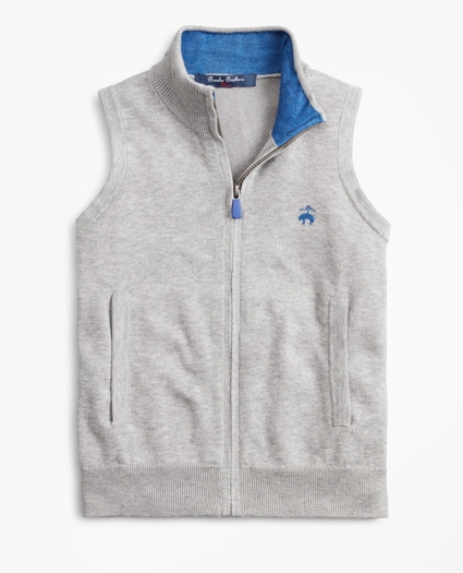 Boys Supima® Cotton-Blend Full-Zip Sweater Vest, image 1