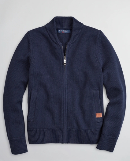 Boys Full-Zip Cotton Baseball Sweater