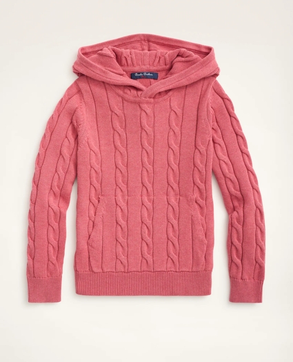 Boys Cotton Cable-Knit Hoodie Sweater, image 1