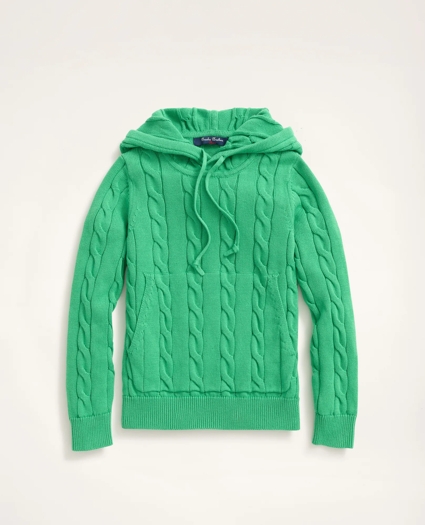 Boys Cotton Cable-Knit Hoodie Sweater