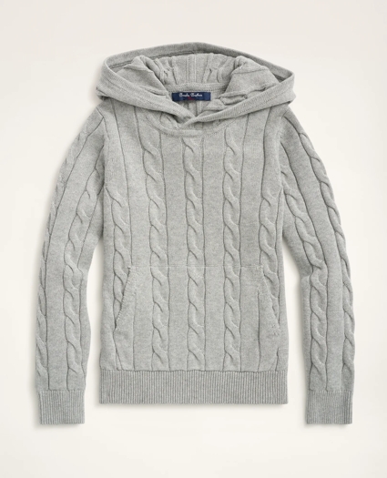 Boys Cotton Cable-Knit Hoodie Sweater, image 1