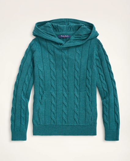 Boys Cotton Cable-Knit Hoodie Sweater, image 1