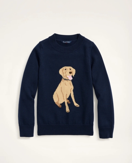 Boys Merino Wool Dog Intarsia Sweater