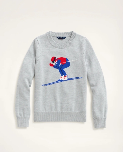 Boys Merino Wool Skiing Intarsia Sweater
