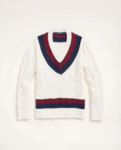 Boys Supima® Cotton Cable Tennis Sweater
