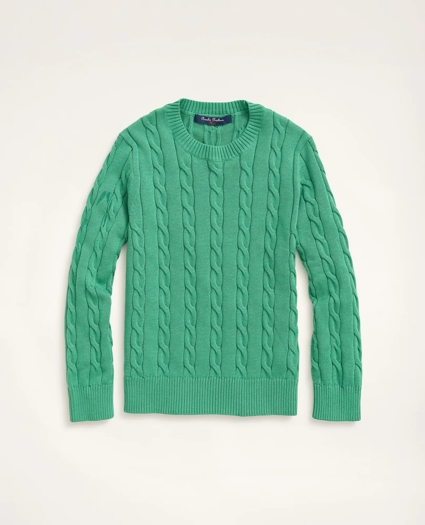Boys Supima® Cotton Cable Crewneck Sweater