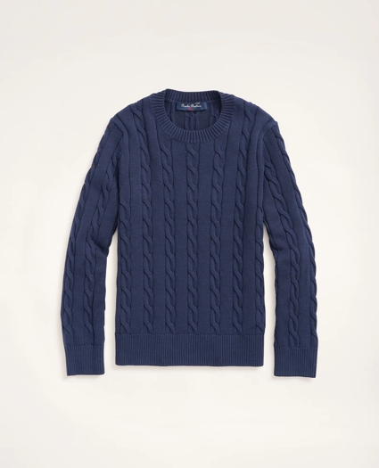 Boys Supima® Cotton Cable Crewneck Sweater
