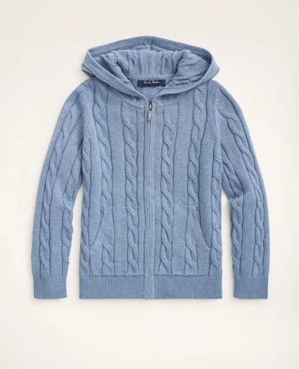 Boys Cotton Cable Front-Zip Hoodie, image 1