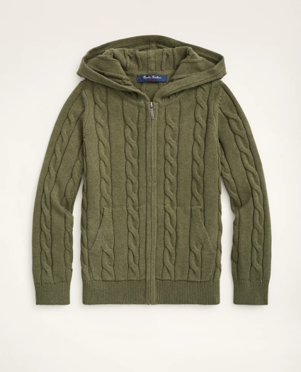 Boys Cotton Cable Front-Zip Hoodie, image 1