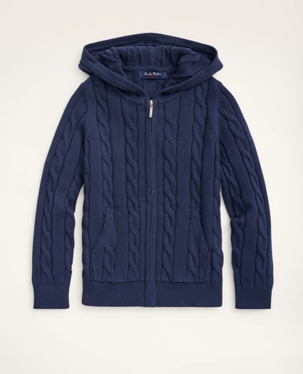 Boys Cotton Cable Front-Zip Hoodie, image 1