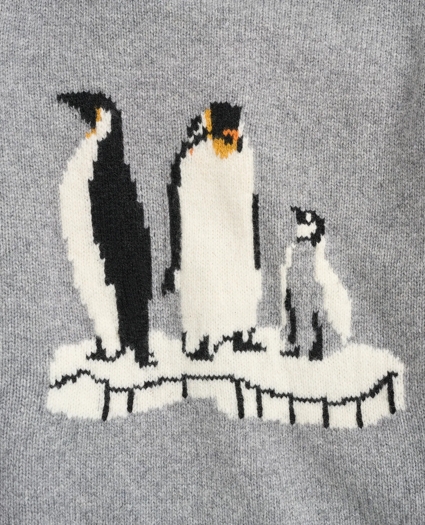 Boys Merino Wool Blend Penguin Intarsia Sweater, image 2