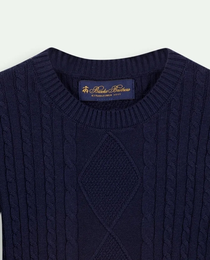 Boys Cotton Cable Crewneck Sweater, image 2