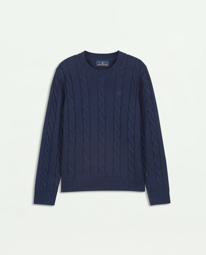 Boys Cotton Cable Crewneck Sweater