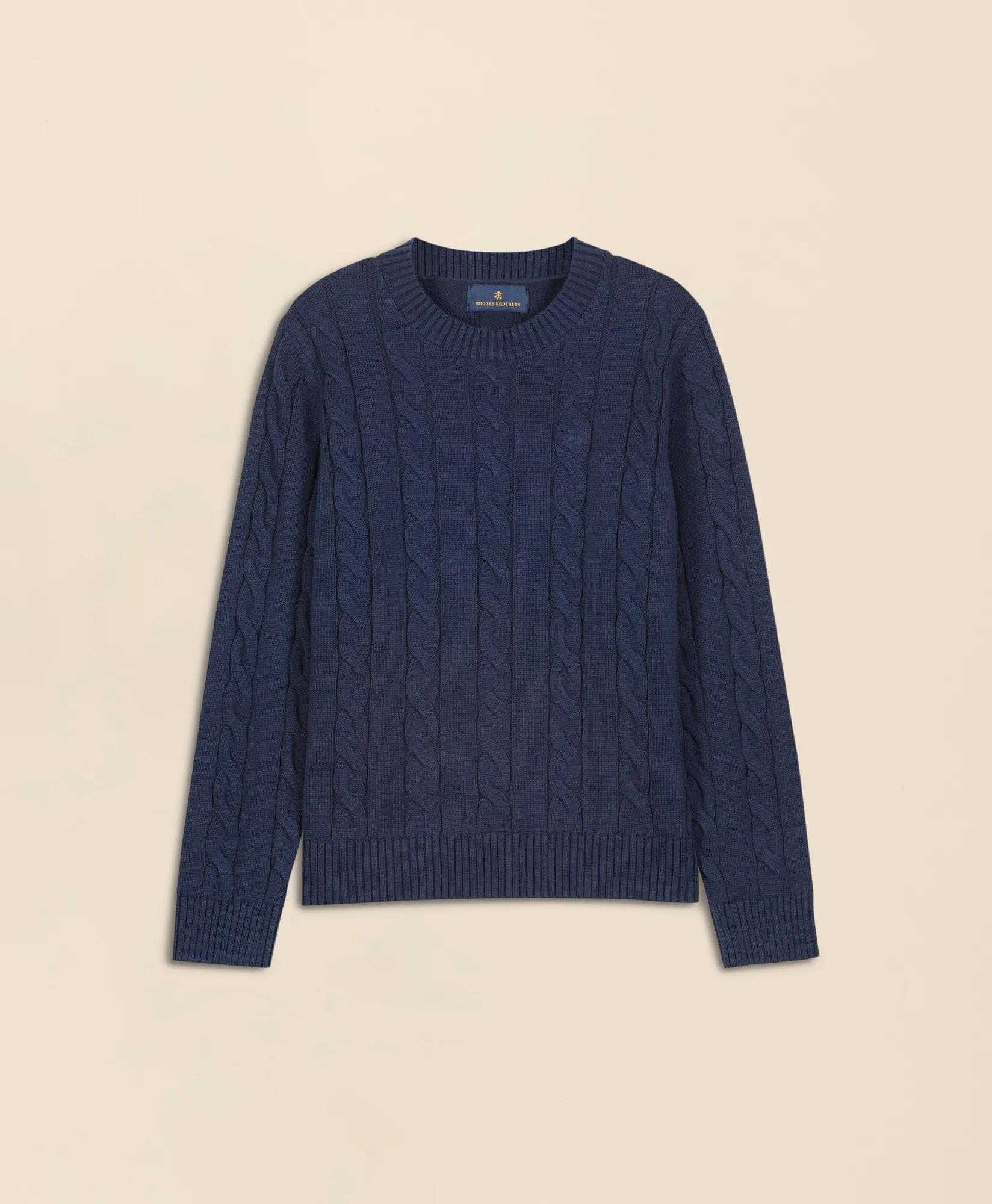 Boys Cotton Cable Crewneck Sweater, image 1