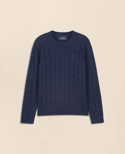 Boys Cotton Cable Crewneck Sweater