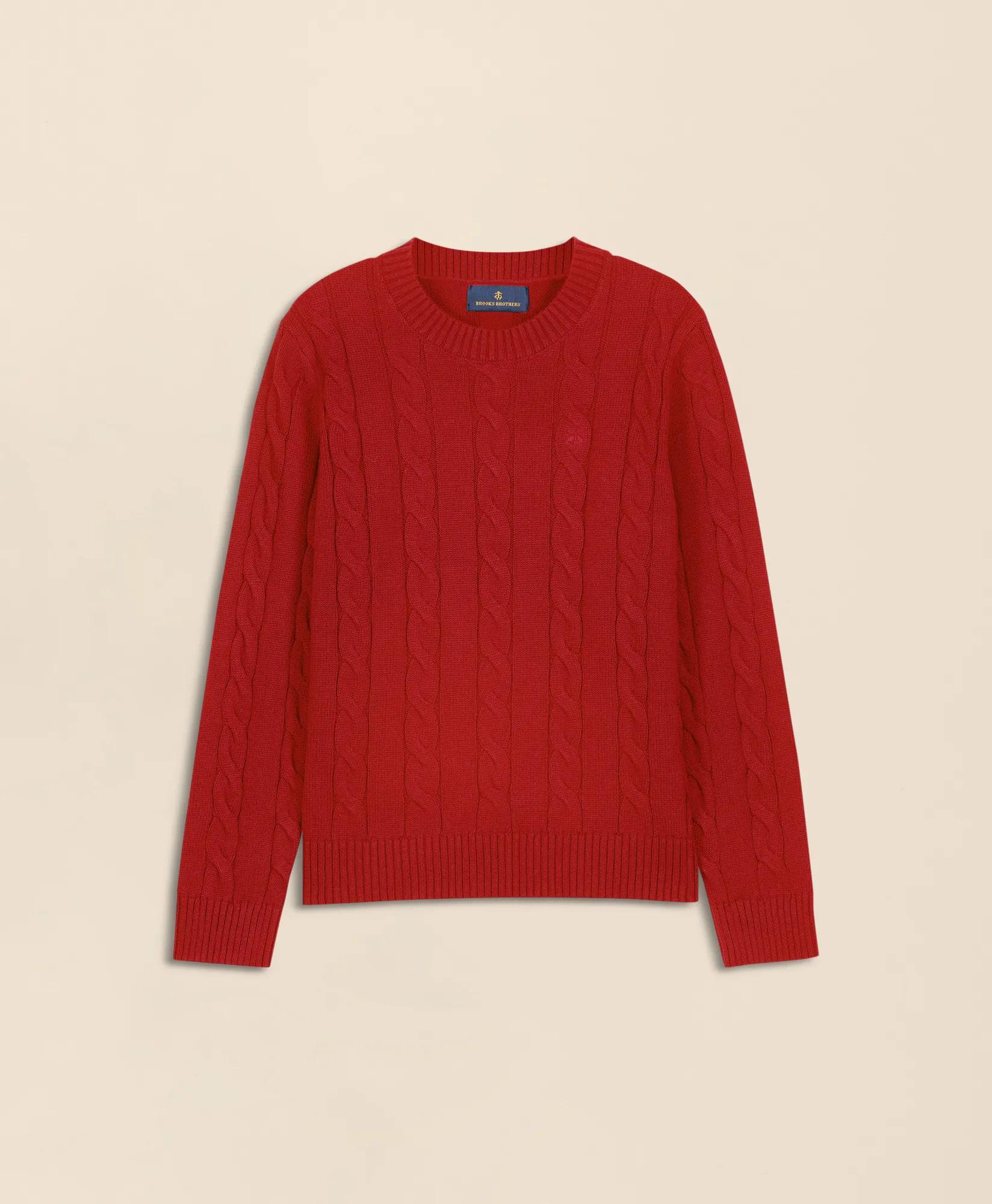 Boys Cotton Cable Crewneck Sweater, image 1