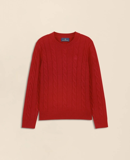 Boys Cotton Cable Crewneck Sweater