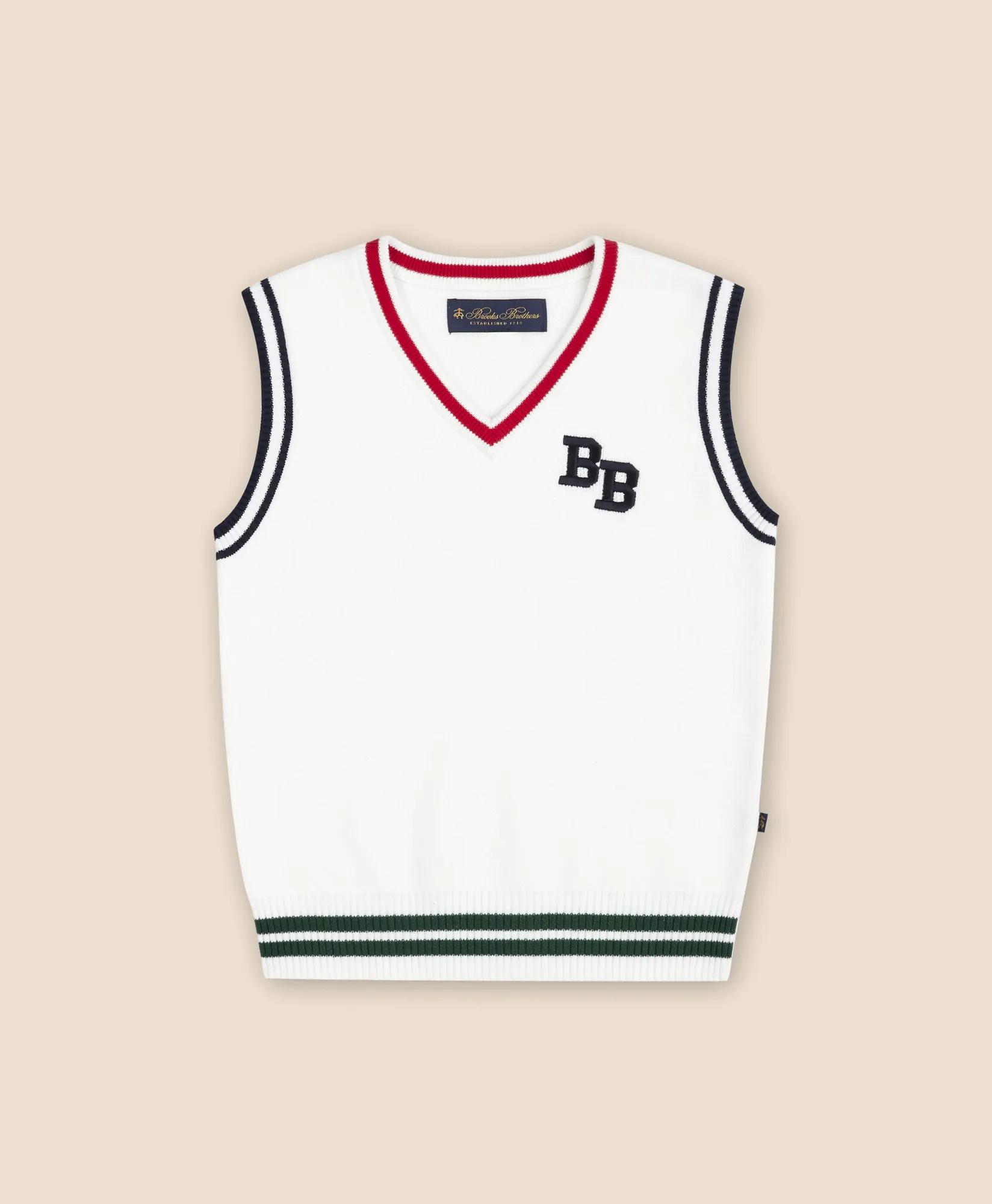 Cotton Jacquard Varsity Sweater Vest