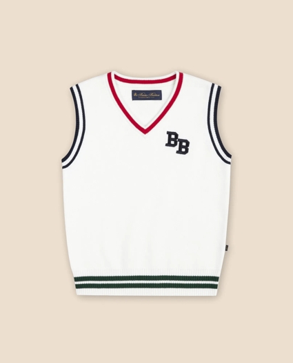 Boys Cotton Jacquard Varsity Sweater Vest, image 1